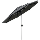 Outsunny 3-Tier Market Patio Umbrella with Crank and Push Button Tilt - 9' - Light Grey-9ft (2.85 m) patio umbrella offer enough protection in park, balcony or other outdoor spaces