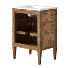 Modway Elysian 24" Wood Bathroom Vanity - White/Brown-Burl Wood Veneer