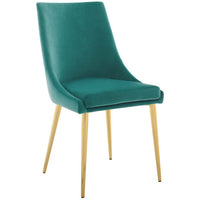 Modway Viscount Modern Accent Performance Velvet Dining Chair - Teal-Vintage Modern Accent Dining Chair