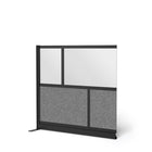 Luxor Modular Wall Extension - 53" W x 48" H - Segmented Black Frame, Frosted Acrylic, Cool Grey PET-Creates semi permanent privacy in shared spaces