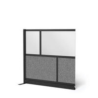 Luxor Modular Wall Extension - 53" W x 48" H - Segmented Black Frame, Frosted Acrylic, Cool Grey PET-Creates semi permanent privacy in shared spaces