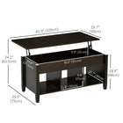 HOMCOM Lift Top Coffee Table with Storage - Espresso-Made of particle board with a melamine surface for enhanced stability and durability