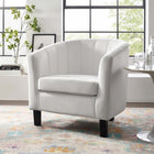 Modway Prospect Channel Tufted Performance Velvet Armchair - White-Performance Velvet Upholstery