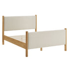 Modway Maven Queen Size Fabric Upholstered Platform Bed - Ivory Oak-Wooden Bed Frame