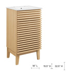 Modway Render 18" Bathroom Vanity Cabinet - Oak/White-Adjustable Storage Shelf