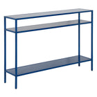 Hudson&Canal Ricardo 42"W Console Table with Metal Shelves - Mykonos Blue-A modern contemporary design for your entryway, living room, den, and more