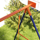 Outsunny Swing Set for Kids with Swing Seat, Basketball Hoop - Football Goal-Includes ground stakes to keep it secure to the ground 