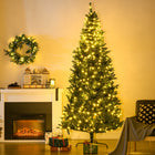 HOMCOM 7.5' Pre-Lit Artificial Christmas Tree with Warm White LEDs - Green-Warm white 450 LED lighting built right into the tree provides a dazzlingly display 