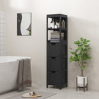 Kleankin Narrow Freestanding Bathroom Linen Tower Cabinet - Black-Vintage style looks beautiful in most bathroom, living room, and hallway styles  