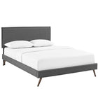 Modway Amaris Fabric Queen Platform Bed with Round Splayed Legs - Grey-Wood Frame / Particleboard Panel