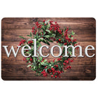 Ashley Productions The Original Fun Mat Welcome Mat - 15.5" x 23.5" - Winter Berries Wreath Rustic Wood Welcome-Measurement & Design: The Winter Berries Wreath Rustic Wood Welcome Mat measures 15.5" x 23.5".