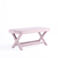 Manhattan Comfort Abigail 42.12" Mid-Century Modern Velvet Upholstered Ottoman Bench - Pink-Mid-Century Modern Ottoman Perfect for Living Room and Bedroom Use