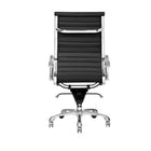 Plata Import Antoni Office Chair Leather Upholstery High Back Metal Frame - Black-Seat 20" W x 18 " D; Back 19.75-17.5" H