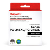 Staples Canon PG-245XL/PG-245XL Remanufactured Inkjet Cartridges - High Yield - Black - 2 Pack-Black, Black