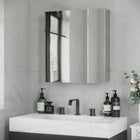 Kleankin Wall Mounted Hinged Door Bathroom Mirror Cabinet - Silver-Wall-mounted design saves space