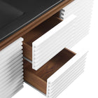 Modway Render 48" Wall-Mount Bathroom Vanity - White/Walnut/Black-9