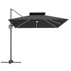 Outsunny 8' Cantilever Patio Umbrella with Solar Powered LED Lights-Solar panel and LED beads brighten evenings under the umbrella