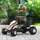 Aosom Kids Racing Style Pedal Go Kart - White-Lightweight and portable kart, easy to carry wherever you go, ideal for both indoor and outdoor activities 