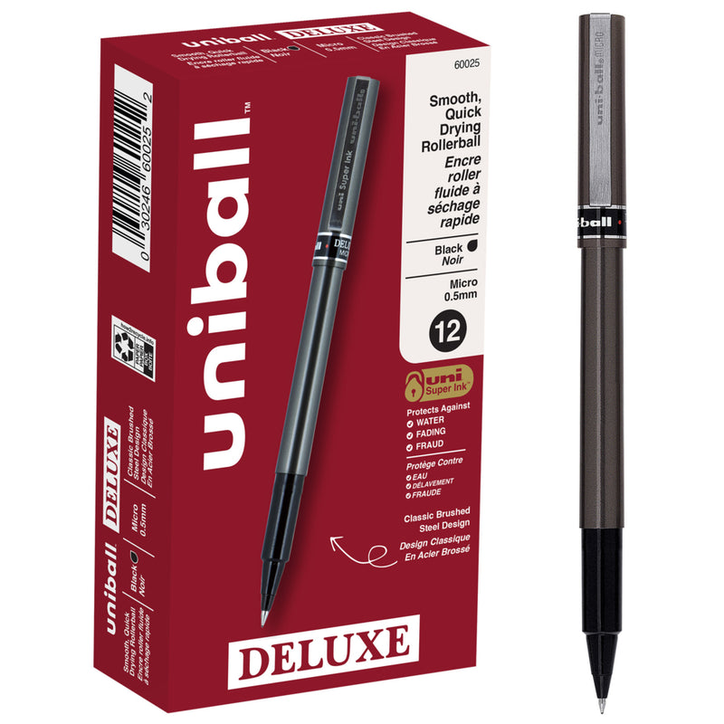 【バラ売り不可】uni 0.3 super/uni 0.5 super uni-ball Deluxe Rollerball Pens - 0.5mm - Black - 12 Pack | staples.ca