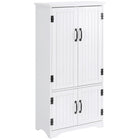 HOMCOM 48" H Kitchen Pantry Cabinet with Shelves - White-2 adjustable and removable shelves in an upper storage cabinet for more flexible storage 
