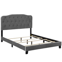 Modway Amelia Performance Velvet Full Bed - Grey-Modern Bed Frame With Headboard