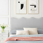 Modway Current Performance Velvet Twin Platform Bed with Gold Metal Legs - Light Grey-Reinforced Center Beam and Support Legs