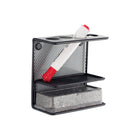 Safco Onyx Mesh Metal Marker Organizer - Black-Magnetic whiteboard accessory for dry erase marker and eraser storage