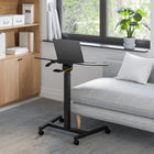 Seville Classics 25.6" W airLIFT Pneumatic Tilting Mobile Desk Cart - Black-Net Weight: 22.6 lb