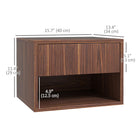 HOMCOM Floating Nightstands with Drawer and Shelf - Brown - Set of 2-Narrow and stackable design maximizes room efficiency