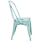 Flash Furniture Distressed Green-Blue Metal Indoor-Outdoor Stackable Chair-Stacks up to 8 Chairs High