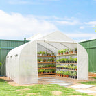 Outsunny Portable Walk-In Tunnel Greenhouse - 14.5' x 10' x 6.6' -Four slanted bracing tubes on the frame for extra stability
 