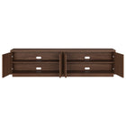 Hudson&Canal Hanson TV Stand for TV's up to 85" - Satin Walnut-Clean with a soft, dry cloth and no harsh chemicals or abrasive cleaning materials