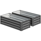 Outsunny Raised Garden Bed - 43" L x 20" W x 12" H - Light Grey - 2 Pack-Set of two planter raised beds: use together or alone 