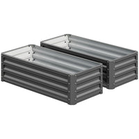 Outsunny Raised Garden Bed - 43" L x 20" W x 12" H - Light Grey - 2 Pack-Set of two planter raised beds: use together or alone 