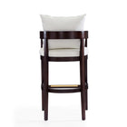 Manhattan Comfort Ritz 22" Mid-Century Modern Faux Leather Upholstered Bar Stool - Ivory and Dark Walnut - 2 Pack-Delivered to you Fully Assembled! No Assembly Required