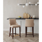 Manhattan Comfort Shubert 22.64" Modern Leatherette Upholstered Counter Stool - Tan - 2 Pack-Frame Made of Solid Beech Wood with Rich Dark Finish - Features a Gold Metal Foot Plate