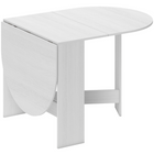 HOMCOM Oval Drop Leaf Space-Saving Folding Dining Table for 4-6 - Distressed White-Drop leaf design allows three setups: no leaf, a leaf, or two