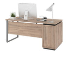 Bestar Aquarius Computer Desk - Rustic Brown & Graphite-Leg levelers to adapt to any floor irregularities