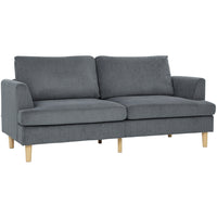 HOMCOM 74" 3 Seater Sofa with Thick Spring Cushions - Dark Grey-Features high-density foam, pocket springs, S-springs, and elastic bands, ensuring soft, non-sagging support