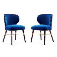 Manhattan Comfort Strine 21.65" Modern Velvet Upholstered Dining Chair - Blue - Set of 2-Elegant Modern Dining Chair Perfect for Dining and Accent Living Room Use