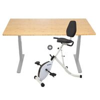 Uncaged Ergonomics 60" Rise Up Electric Sit Stand Desk with FitDesk Bike Desk Bundle - Natural Bamboo/Grey-A beautiful, luxurious adjustable-height office desk and Perfect Sit/Stand or Standing Desk
