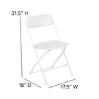 Flash Furniture HERCULES Series Premium Plastic Folding Chair - White - 10 Pack-White Powder Coated Frame Finish