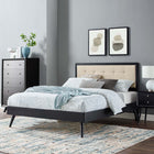 Modway Willow Wood Queen Platform Bed with Splayed Legs - Black Beige-Rubberwood Legs