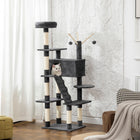 PawHut 59" Large Cat Tree with Sisal Scratching Posts - Dark Grey-Provides a plush perch and a private condo for secure relaxation 