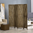 HOMCOM 4 Panel Freestanding Room Divider for Bedroom Office - Brown-Folding design with 4 panels makes it easy to create a new look and saves space when stored
