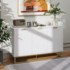 HOMCOM 47.2" L Sideboard Buffet Cabinet with 3 Doors - White-Adjustable shelves in each cabinet customize storage space