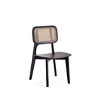 Manhattan Comfort Versailles 18.5" Industry Chic Dining Chair - Black and Natural Cane - Set of 4-Seat Height Measures: 16.54 in. With Weight Capacity of 275 lb