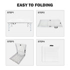 Homy Casa 4 ft Wood-Grain Portable Plastic Foldable Table with 4 adjustable Heights - White-The stain-resistant surface wipes clean easily after use