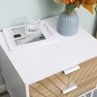 HOMCOM Modern Bedside Table with 2 Drawers and Metal Base - White-Assembly required