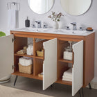 Modway Energize 48" Double Sink Bathroom Vanity - Cherry/White-Dual Soft-Close Doors
